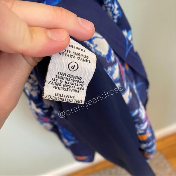 Tanya Taylor Blue Floral Tiered Tropical Silk Strappy Maxi Dress Vacation 0 XS - Picture 10 of 15